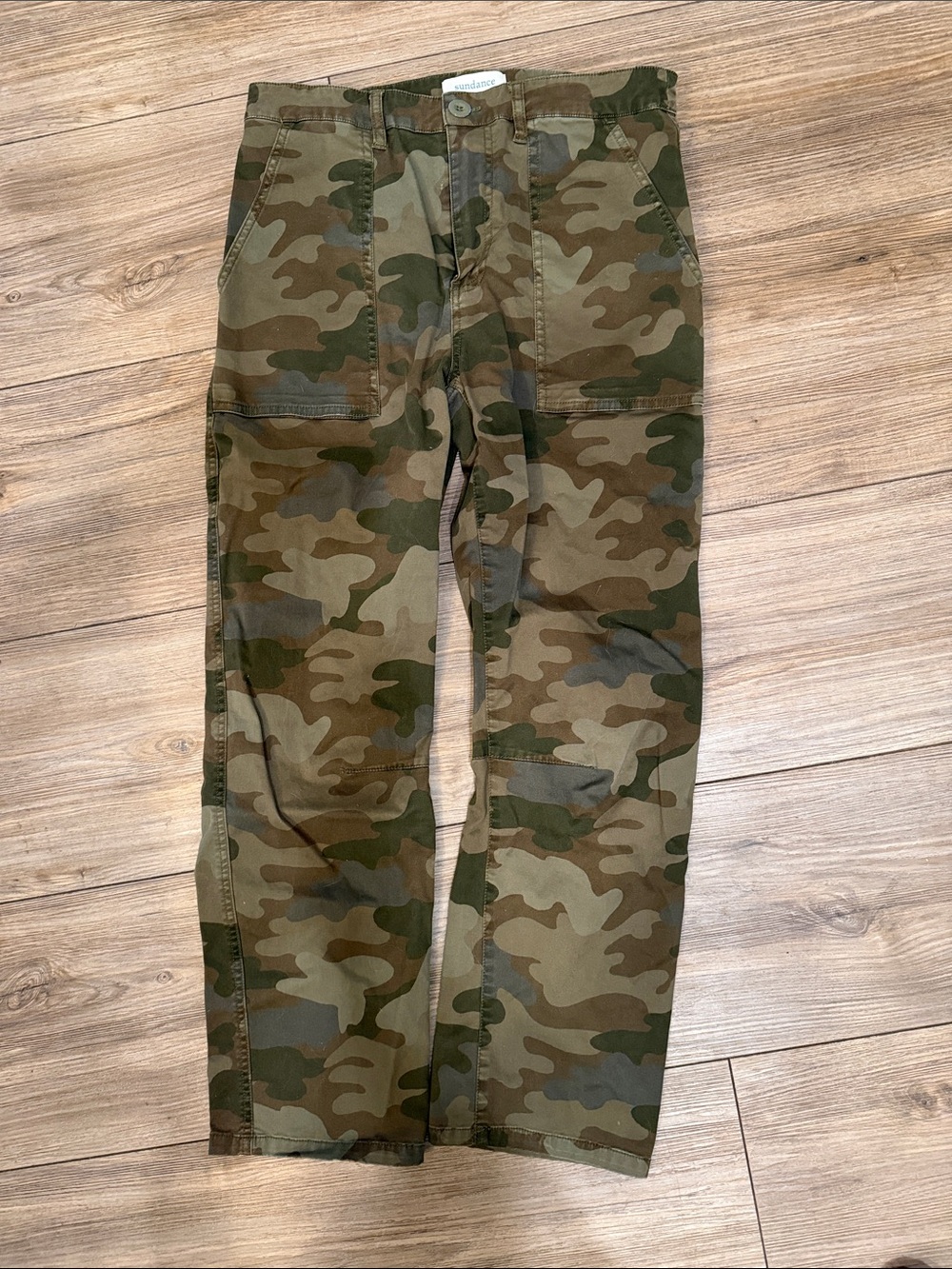 Sundance Cargo Twill Utility Pants Jeans Army Camoflage Color sz 6